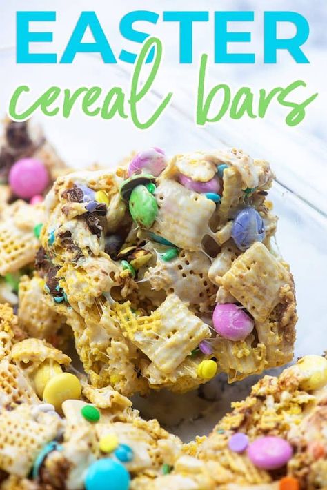 Snack Mix Bar, Easter Bars, Adorable Desserts, Easy Easter Recipes, Cherry Pie Bars, Kids Cereal, Crunch Bars, Easy Easter Desserts, Peanut Butter Eggs