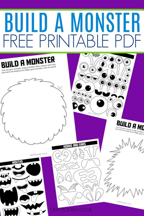 Build A Monster Printable Craft: 22 Free Pages Monster Template, Build A Monster, Monster Printable, Make Your Own Monster, Monster Activities, Halloween Crafts Preschool, Monster Craft, Monster Crafts, October Crafts