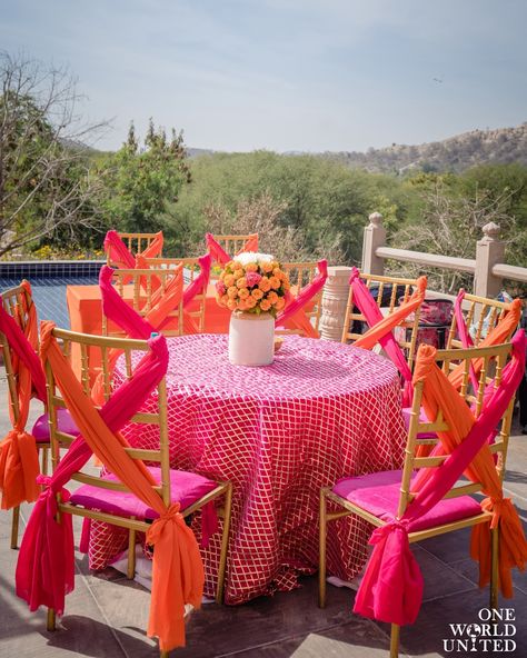 Bringing alive a festive reverence with shades of tangerine and fuschia fused together on a sunny afternoon. 📞 097995 35809 📩 oneworldunitedoffice@gmail.com #wedding #weddingdecor #eventmanagement #decor #indianweddings #florals #eventdecor #weddingday #mehndifunction #mehendiceremony #mehendidecor #vibrantmehendidecor #floralarrangement #floaldecor #mehendievent #eventplanner #mehendisetup Bollywood Night, Events Decorations, Mehndi Function, Haldi Decor, Diwali Cards, Night Theme, Mandap Decor, Desi Wedding Decor, Mehndi Decor