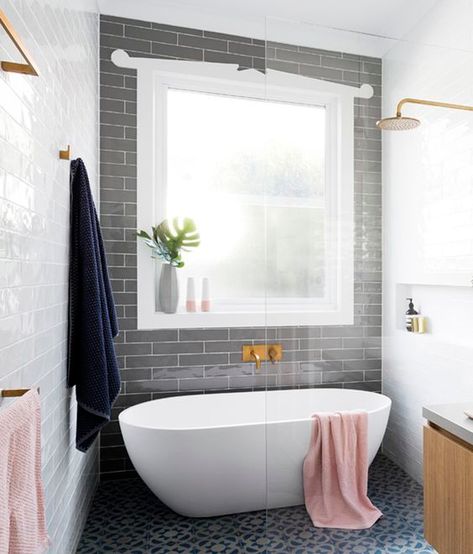 Kids Bathroom Remodel, Bathroom Sanitary, Flip House, Stand Alone Tub, Bathroom Tub Shower, Bathroom Tub, White Bath, Bathroom Goals, Bathroom Windows