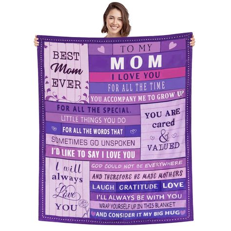 PRICES MAY VARY. ❤【Best Mom Gifts Ideas】Our premium quality throw blanket is one of the most unique and practical gift choices for Mom. Bring your mom unforgettable memories! The blanket is printed with heart-warming words, such as “TO MY MOM, I LOVE YOU. FOR ALL THE TIME YOU ACCOMPANY ME TO GROW UP; FOR ALL THE SPECIAL, LITTLE THINGS YOU DO; FOR ALL THE WORDS THAT SOMETIMES GO UNSPOKEN” etc. ❤【Super Soft】This flannel blanket utilizes breathable 100% premium microfiber polyester. Very soft, warm Sister In Law Birthday, Sister In Law Gifts, Daughter In Law Gifts, Goddaughter Gifts, In Law Gifts, 12th Birthday, Birthday Gifts For Sister, Mors Dag, Gifts For Sister