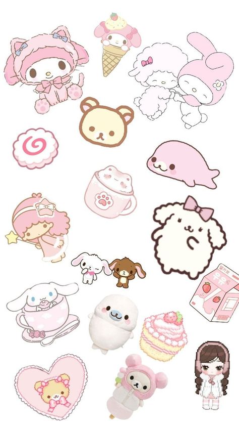 Crafts To Do When Your Bored, Pink Stickers, Iphone Stickers, Soft Pink Theme, Hello Kitty Themes, Scrapbook Printing, Stickers Kawaii, Keramik Design, Scrapbook Stickers Printable