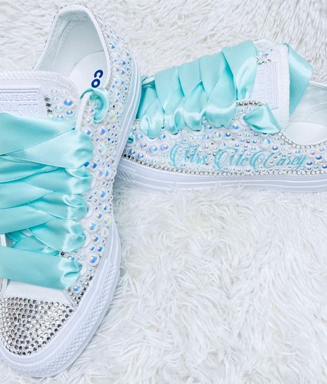 Meet Blooming Nuptials: Your Wedding Bling Accessory Designer | Photography by Bridal Converse Shoes Brides, Prom Tennis Shoes, Bedazzling Things, Converse Bride, Wedding Tennis Shoes, Upcycle Shoes, Bride Converse, Bride Shoe, Marina Wedding