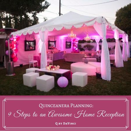 12 Tips for the Best Ever Backyard Quince - Q by DaVinci Quinceanera House Party Ideas, Home Quinceanera Ideas, Sweet 16 In Backyard, Pink Sweet 16 Decorations Outside, Pink Quinceanera Theme Outdoors, Backyard Quinceanera, Backyard Sweet 16 Party Ideas Tent, Pink Perfection Quince, Outdoor Quinceanera