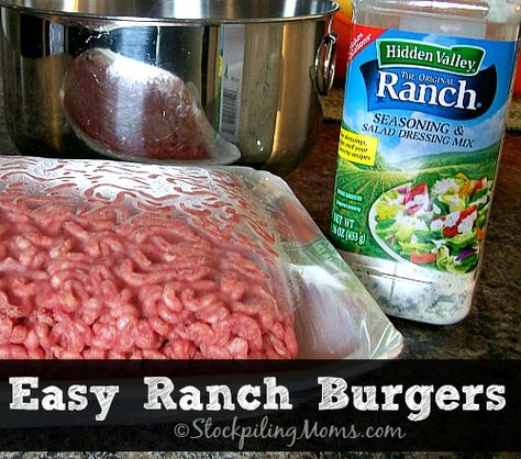 Easy Ranch Burgers Ranch Burgers, Hamburger Recipes Patty, Avocado Egg Bake, Ranch Seasoning Mix, Ranch Recipe, Hamburger Meat Recipes, Grilled Burgers, Hamburger Meat, Hamburger Recipes