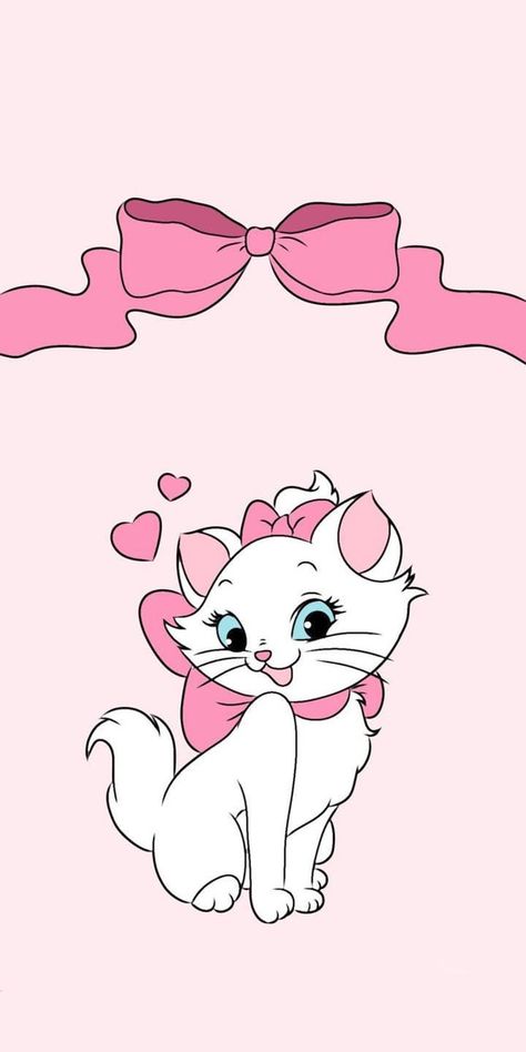 Marie Cat Aesthetic Wallpaper, Disney Cats Wallpaper, Cartoon Pink Wallpaper, Marie Cat Wallpapers, Pink Kitty Wallpaper, Marie Aesthetic, Marie Wallpaper, Marie The Cat, Marie Disney