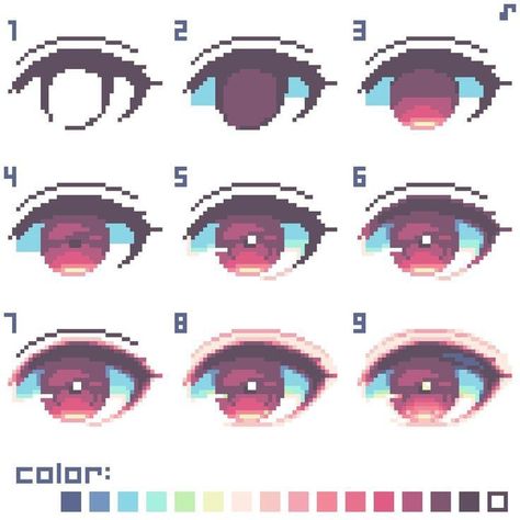 Digital Dot Art, Pixel Art Shading Tutorial, How To Draw Pixel Art, Pixel Shading, Pixel Art Inspiration, Pixel Anime Art, Pixel Art Eyes, Pixel Art Reference, Pixel Art Tips