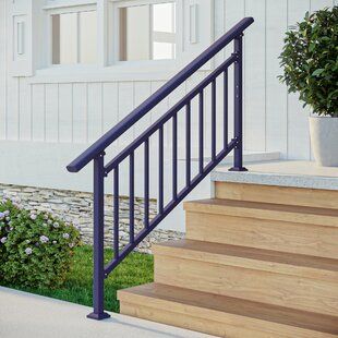 Metal Rails For Stairs, Hand Railings For Stairs Outdoor, Hand Rails For Stairs Outdoor, Handrails For Stairs Outdoor, Outdoor Railings For Steps, Driveway Remodel, Diy Handrail, Railing For Stairs, Exterior Stair Railing