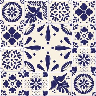 Premium Vector | Talavera tile set Retro Wedding Invitations, Flower Background Design, Mexican Talavera Tile, Delft Tiles, Hall Bathroom, Golden Pattern, Talavera Tiles, Ceramic Floor Tiles, Art Deco Pattern