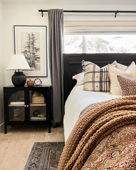 #TargetStyle : @delightfullywestern : Target Finds Black And Tan Bedroom Ideas, Black White And Grey Bedroom, Black Bedrooms, Tan Bedroom, Nashville Apartment, Black And Grey Bedroom, Grey Bedroom Design, Tan Walls, Small Window Curtains