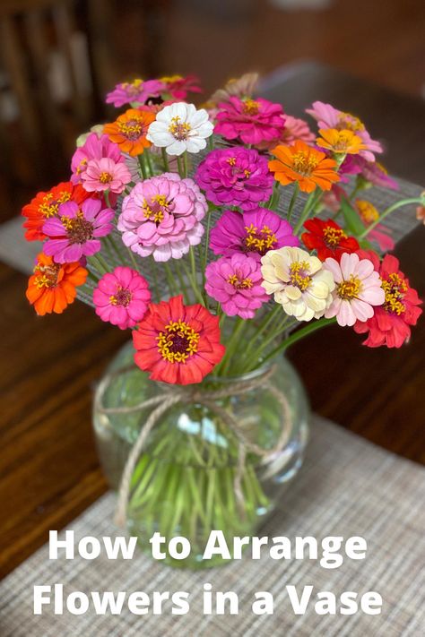 Zinnias In Vase, Flower Arrangements Zinnias, How To Cut Flowers For A Vase, Zinnia Flower Arrangements Vase, Zinnia Bouquet Mason Jars, Yellow And Orange Flower Arrangements, Sunflower And Zinnia Arrangements, Zinnia Flower Bouquet, Zinnias Bouquet