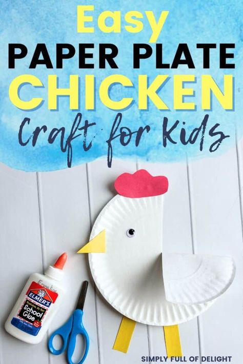 Looking for Easy Chicken Crafts for Kids?  Here's a easy paper plate chicken craft that's perfect for kindergarten, preschool or even toddlers.  Great for a farm animals theme!  Check out how to make a diy paper plate chicken here Chicken Art And Craft For Preschool, Paper Plate Chicken Craft, Chicken Art Preschool, Chicken Crafts For Toddlers, Rooster Crafts Preschool, Chicken Games For Kids, Hen Crafts For Kids, Chicken Activities For Preschool, Chicken Crafts Preschool