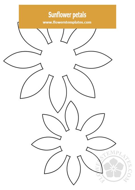 Printable Free Paper Flower Petal Templates ~ Addictionary Sunflower Paper Flowers, Sunflower Paper Craft, Flower Templates Printable Free, Paper Flower Printable Templates, Christmas Diy Sewing, Free Paper Flower Templates, Sunflower Template, Flower Petal Template, Flower Templates Printable