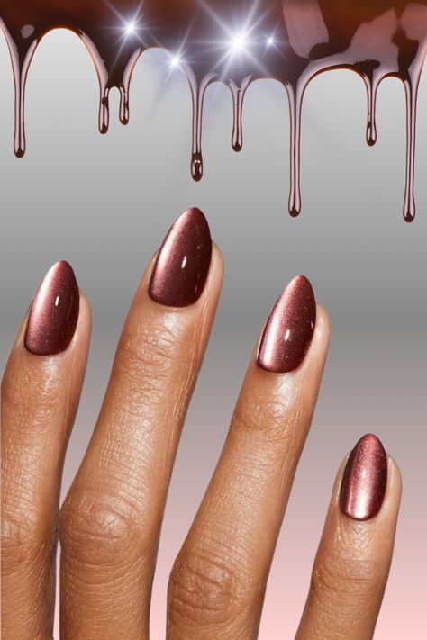 Get that sleek, futuristic look with these stunning reddish chrome nails! ✨🔥 The perfect blend of metallic shine and bold color, this chromatic manicure adds a touch of edgy elegance to any style. Whether you're going for a bold statement or a subtle shimmer, these nails are sure to turn heads! #ChromeNails # #MetallicNails #nailart Dusty Rose Chrome Nails, Chrome Mauve Nails, Chromatic Nails, Metallic Chrome Nails, Mauve Nails, Aura Nails, Edgy Elegance, Nail Colours, Metallic Nails