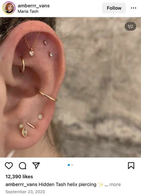 Piercing Stacks, Hidden Helix Piercing, Ear Styling, Ear Style, Helix Piercing, Ear Piercing, Helix, Ear Piercings, Piercings