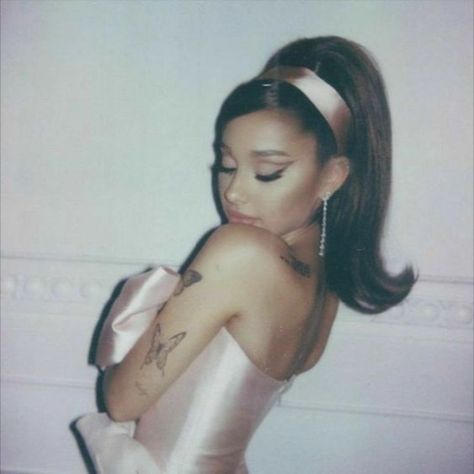 Ariana Grande, A Woman, Tattoos, Hair, Pink, White, Instagram