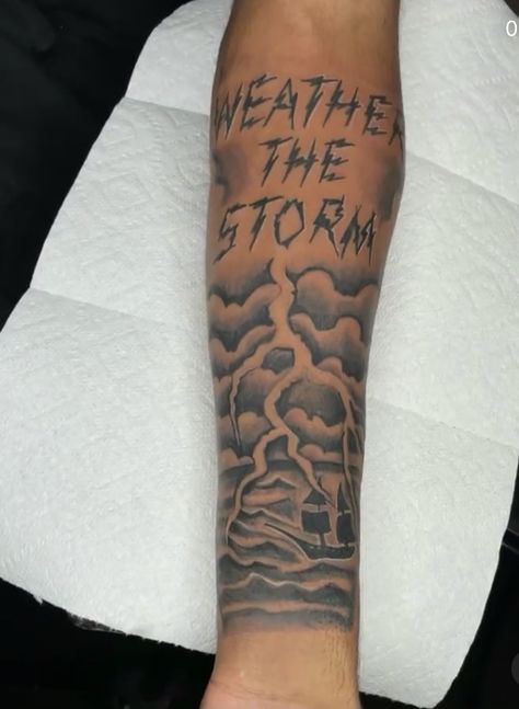 Est 2003 Tattoo Ideas, Weather The Storm Tattoo Men, Top Of Bicep Tattoo Men, Faith In God Tattoo Ideas, Men’s Quarter Sleeve Tattoo, Misunderstood Tattoo Lettering, Struggle Tattoo Ideas Men, Forearm Tattoos Men Black, Motivational Tattoos For Men Forearm