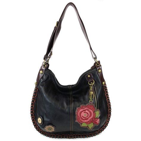 PRICES MAY VARY. Converts into a Hobo Shoulder purse or Cross-body Vegan leather with dotted fabric Lining, Measurements: 16.5" x 0.5" x 13" Comes with detachable Chala Rose Keychain Rich Black color and flower button decals Designed in the USA Chala hobo black purse with red rose keyfob Chala Handbag, Kavu Rope Bag, Soft Leather Tote, Waterproof Tote, Rope Bag, Hobo Style, Handbags Casual, Handbag Charms, Leather Gifts