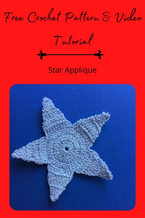 Learn how to crochet this star applique by following the free pattern or video tutorial at Kerri's Crochet. Crochet Star Applique Pattern Free, Crochet Star Applique, Crochet Star Pattern, Disney Applique, Crochet Star Patterns, Crochet Beginner, Star Applique, Boy Crochet, Crochet Flats