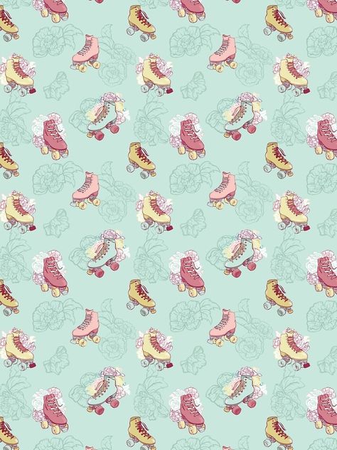 "Roller Skates with roses in pastel." A-Line Dress by AgaRyc | Redbubble Roller Skates Wallpaper, Skating Pics, Wonderful Wallpapers, Roller Skate Birthday, Inspired Images, Skate Birthday, Skating Aesthetic, Fabric Designs, Roller Derby