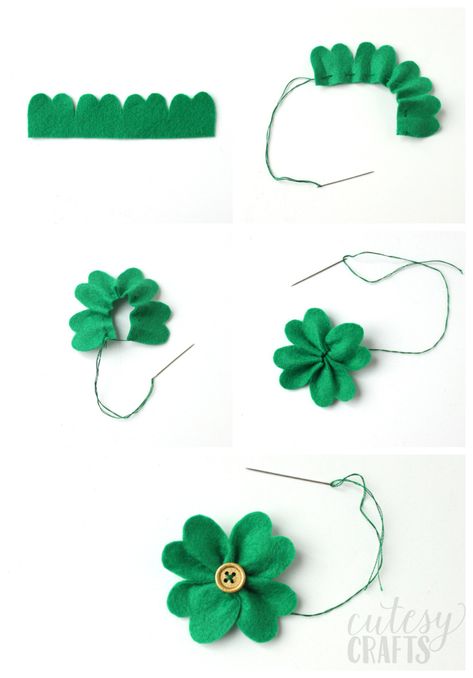 How to make a felt clover. Felt Four Leaf Clover, Felt Clover, Felt Shamrocks Diy, Clover Brooch, St Patricks Theme, Saint Patricks Day Art, Rainbow Headband, St Patricks Crafts, St Patricks Day Crafts For Kids