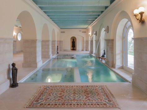 Indoor spa .. Maryland Pool Mosaic, Living Pool, Indoor Spa, Indoor Pools, Indoor Swimming Pool, Unusual Home, Mansions For Sale, Expensive Houses, Indoor Swimming