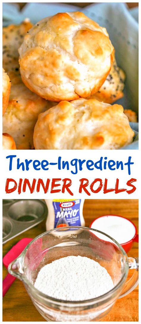 These quick and easy dinner rolls with mayonnaise need no yeast or rise time! #rolls #baking #bread Yeast Dinner Rolls Recipe, Yeast Dinner Rolls, Easy Dinner Rolls, Rolls Baking, Quick Dinner Rolls, Dinner Rolls Easy, Yeast Rolls Recipe, No Yeast Dinner Rolls, No Yeast Bread