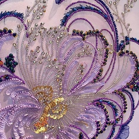 Sometime you need a strong dash of purple #embroidery 💜 @karentorrisibeading Sulaman Pita, Tambour Beading, Haute Couture Embroidery, Art Perle, Hand Beaded Embroidery, Tambour Embroidery, Beadwork Embroidery, Crazy Quilting, Couture Embroidery