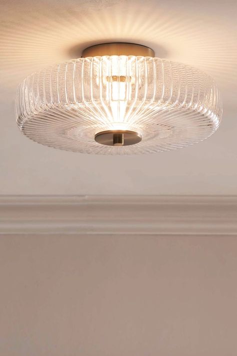 Hall Lighting Ideas Ceilings, Flush Glass Ceiling Light, Upstairs Hallway Lighting, Living Room Lighting Ceiling Uk, Landing Lighting Ideas, Hall Lighting Ideas, Hallway Light, Bedroom Ceiling Light Uk, Hallway Lighting Ideas