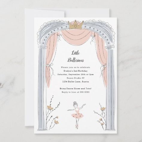 Birthday Invitations & Invitation Templates | Zazzle Ballet Birthday Party, Ballet Birthday, Girls Party Invitations, Ballerina Birthday Parties, Princess Birthday Invitations, Gold Foil Invitation, Ballet Kids, 2nd Birthday Invitations, Ballerina Birthday