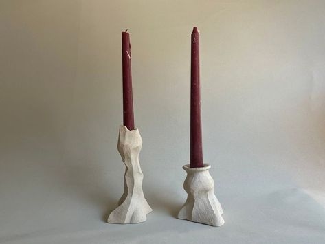 Candlestick Holder Ceramic, Ceramic Pillar Candle Holders, Clay Candlestick Holders, Candlestick Clay, Ceramics Hand Building, Clay Candlestick, Minimal Candle, Minimal Candles, Clay Candle