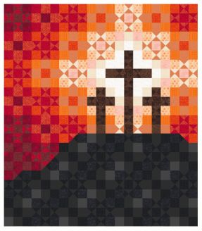 Good Friday By Jen Frost | Quilt Gallery | DoYouEQ.com Christian Quilt Patterns, Religious Quilt Patterns, Cross Quilts Ideas, Easter Quilt Patterns, Pixelated Quilt, Christian Quilts, Easter Quilts Wall Hangings, Pixel Quilts, Pixel Quilt Pattern