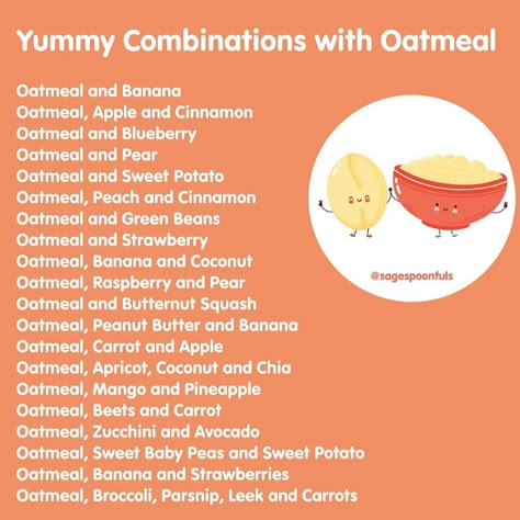 Oatmeal Puree Recipes, Puree Combinations For Baby, Oatmeal Baby Food Recipes, Homemade Baby Oatmeal, Baby Puree Combinations, Baby Oatmeal Recipes, Baby Food Puree Recipes, Stage 2 Baby Food Recipes, Baby Food Puree Combinations