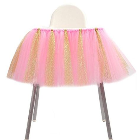 Amazon.com: URSMART Creative Handmade Glitter Soft Tulle Tutu Skirt High Chair Decoration for Baby Birthday Party Baby Shower (pink): Kitchen & Dining Baby Tutu Skirt, High Chair Decorations, Tutu Table Skirt, High Chair Tutu, Pink Gold Party, Tulle Table Skirt, Baby Tutu Dresses, 1st Birthday Tutu, Baby Shower Table Decorations