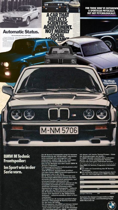 E30 Poster, Production Car Racing, Dream Cars Bmw, Bmw Sport, Bmw E30 M3, Bmw M Power, Bmw Wallpapers, Vintage Newspaper, Cool Car Pictures