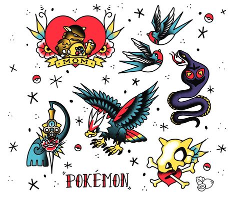 Pokemon Trad Tattoo, Traditional Gaming Tattoo, Traditional Tattoo Pokemon, Japanese Style Pokemon Tattoo, Traditional Axolotl Tattoo, Traditional Style Pokemon Tattoo, Pokemon American Traditional Tattoo, Japanese Pokemon Tattoo, American Traditional Pokemon