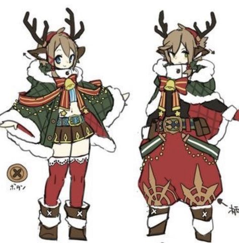 Oc Winter Outfits, Reindeer Oc Art, Christmas Characters Design, Cute Winter Outfits Drawing, Christmas Outfit Ideas Drawing, Winter Outfit Character Design, Winter Character Outfits, Winter Clothes Drawing Reference, Anime Christmas Outfit