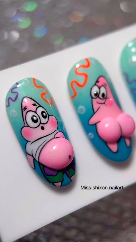 Cutest Nail Designs, Cartoon Nail Designs, Nail Cute, Halloween Nail Art Ideas, Quick Nail Art, 3d Nail Art Designs, Nail Art Designs Images, Art Deco Nails, Nail Salon Design