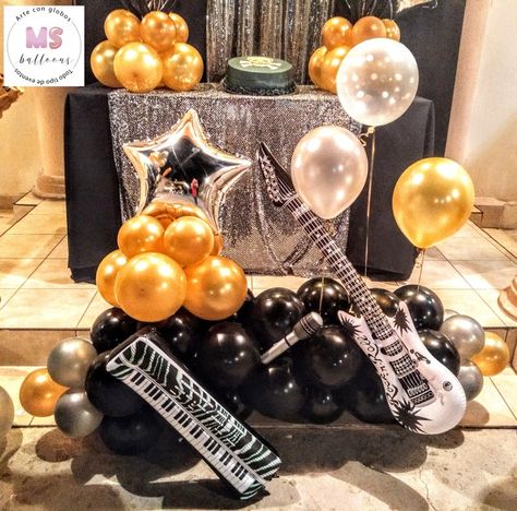 Fiesta rockera con globos  #msballoons Rockstar Party, Rock Star Party, Pet Rocks, Animal Print, Balloons, Table Decorations, Music