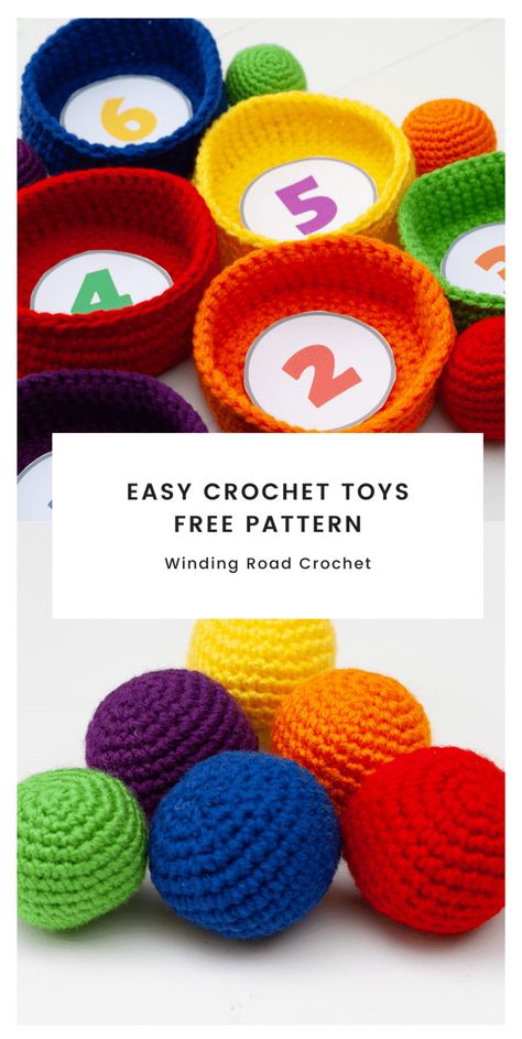 Easy Crochet Toys Pattern: Ball Toss Game - Winding Road Crochet Ball Toss Game, Easy Crochet Toys, Crochet Games, Winding Road Crochet, Amigurumi Inspiration, Crochet Game, Crochet Toys Free Patterns, Crochet Ball, Crochet Toys Free