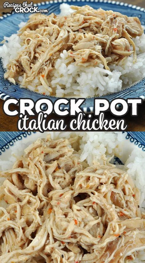 Crock Pot Italian Chicken, Pulled Chicken Crock Pot Recipes, Crockpot Italian Chicken, Zesty Italian Chicken, Crock Pot Italian, Crockpot Italian, Creamy Crockpot Chicken, Italian Chicken Crockpot, Paleo Crockpot Recipes