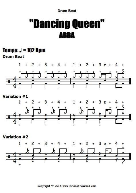 In this free drum lesson, I want to teach you the song “Dancing Queen” by ABBA. You can download all of the drum sheet music notation AND watch a video drum lesson for free from my website by clicking the link above. Songs To Play On The Drums, Drum Notes Sheet Music, Percussion Sheet Music, Drums Music Sheet, How To Read Drum Sheet Music, Drum Sheet Music Songs, Drums Sheet Music, Tounge Drum Sheet Music, Drum Sheet Music Beginner