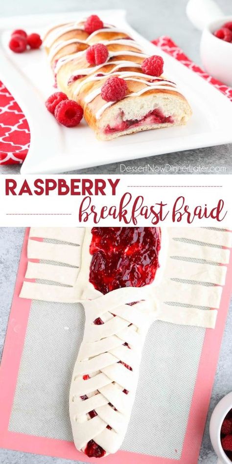 Braided Bread Recipe Stuffed Sweet, Braided Bread Sweet, Breakfest Ideas, Sweet Appetizers, Breakfast Braid, Simple Icing, Recipes Deserts, Raspberry Breakfast, Braids Easy