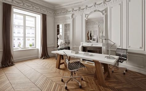 Evermotion Archinteriors vol 33 Sample rendering | CG Daily news Parisian Home Office, Ultra Modern Homes, 3d Architecture, Luxury Office, Luxury Rooms, Engineered Hardwood Flooring, Modern Home Office, Design Living Room, Engineered Hardwood