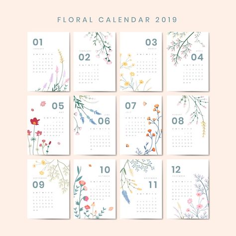 Calendar Mockup Free, Calendar Mockup, Floral Calendar, Calendar Design Template, Pink And White Background, Creative Calendar, 달력 디자인, Calendar 2019, Coloring Calendar