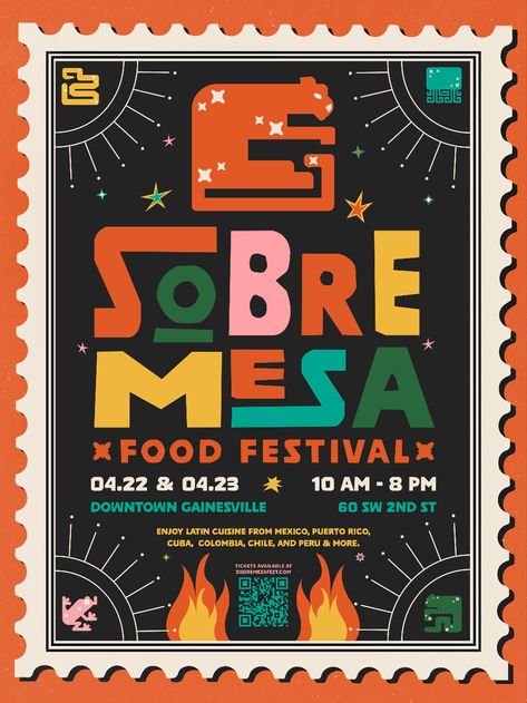 Sobremesa Latin Food Festival on Behance Latin Festival, Festival Branding, Illustration Advertising, Fashion Graphic Design, Latin Food, Wine Festival, Ux Web Design, Prop Design, Environmental Graphics