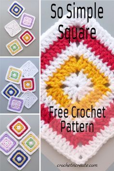 Triple Crochet Granny Square, Easy Granny Square Designs, Free Granny Squares Crochet Pattern, Free Crochet Pattern For Granny Square, Crochet Blanket Patterns Easy Granny Square, Granny Square Placemat, Small Crochet Squares Pattern Free, Easy Granny Square For Beginners Free, Granny Square Hot Pad