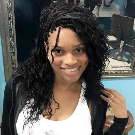 Side Swept Micro Braids With Curls Micro Braids Styles, Invisible Braids, Micro Braids Hairstyles, Braids Pictures, Micro Twists, Tree Braids, Twisted Hair, Braids Styles, Long Box Braids