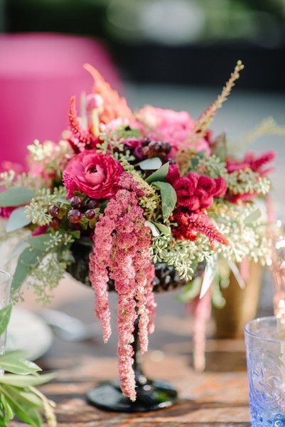 RMW Real Bride Diary {Emma & Dean: Flowers} Pink Wedding Flowers Centerpiece, Wedding Flower Arrangements Pink, February Inspiration, Greenery Wedding Centerpieces, Pink Wedding Centerpieces, Magenta Wedding, Small Centerpieces, Hot Pink Flowers, Flowers Arrangements