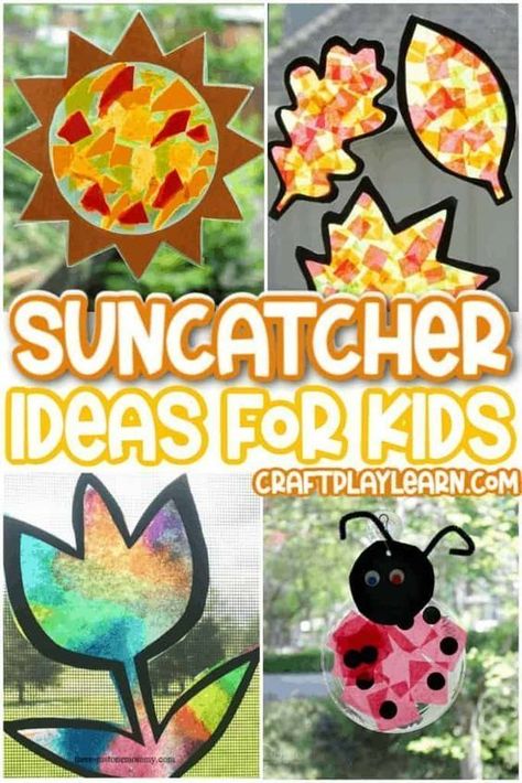 Kids Suncatcher Craft, Suncatchers For Kids, Vacation Bible School Craft, Kid Diy, Suncatcher Diy, Fun Summer Crafts, Diy Suncatchers, Window Crafts, Kids Printables